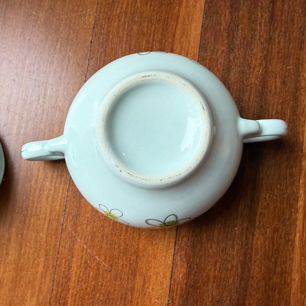 Vintage MCM China Nobility Permaware Atomic Daisies Floral Mist Cream & Sugar - Picture 6 of 11